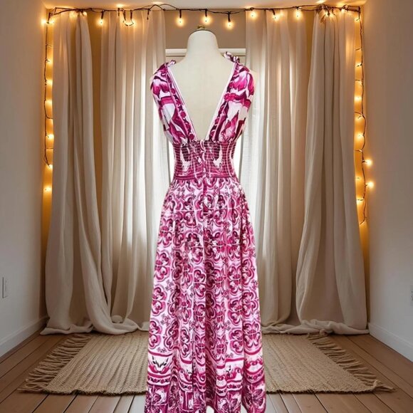 Dolce & Gabbana Floral Smocked Maxi Dress - Picture 4 of 7